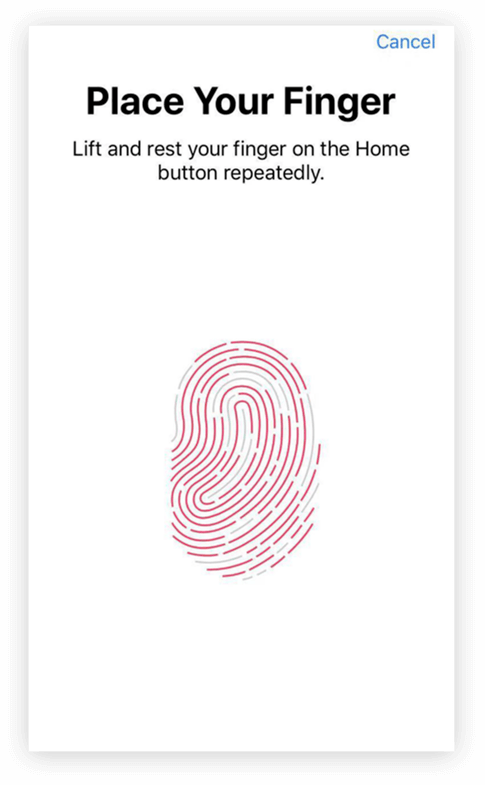 Then turn on "Settings" and slide down the phone until the line "Touch ID and Password" is found.