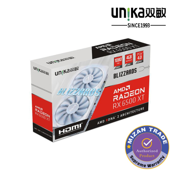 UNIKA AMD Radeon RX 6500 XT BLIZZARDS 4GD6 V2 Dual Fan Graphics Card