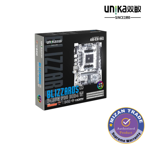 UNIKA UN-B450M PRO DDR4 BLIZZRADS White AMD Micro ATX Motherboard