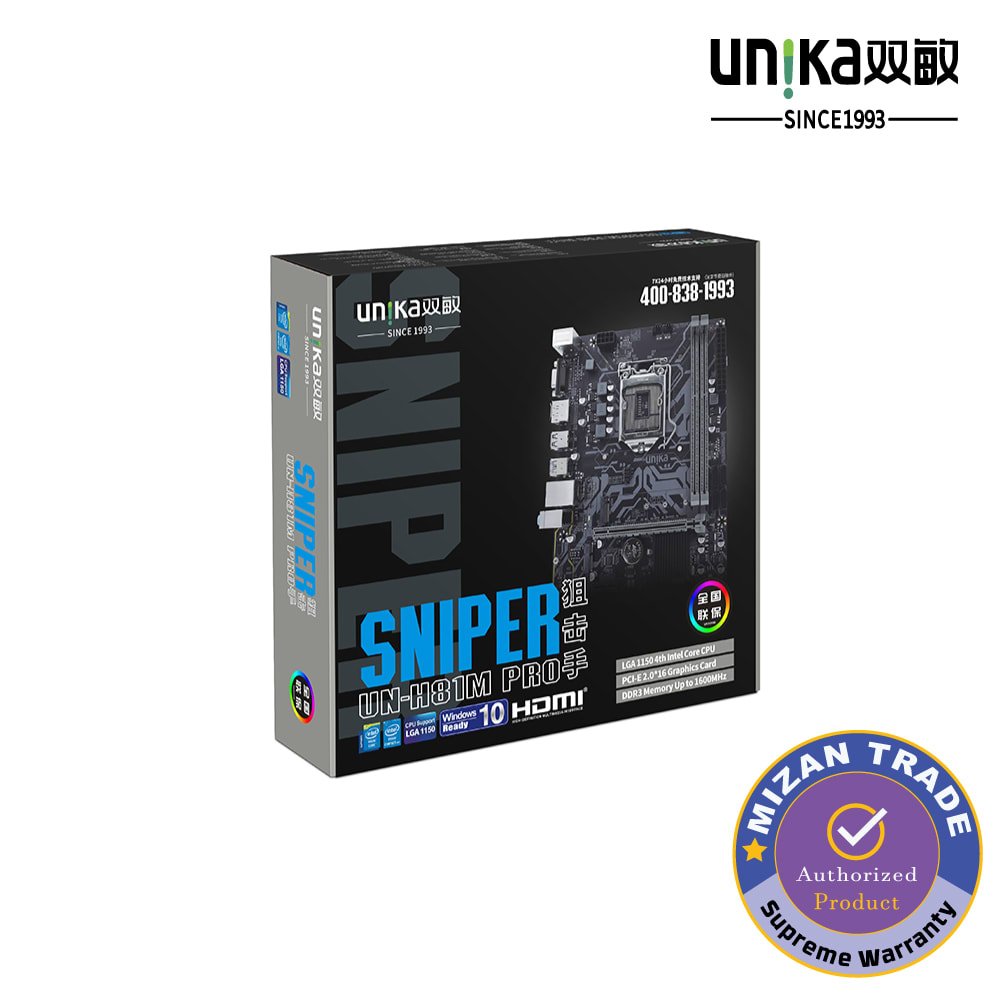 UNIKA UN-H81M PRO M.2 V1.0 SNIPER DDR3 4th Gen Micro ATX Motherboard