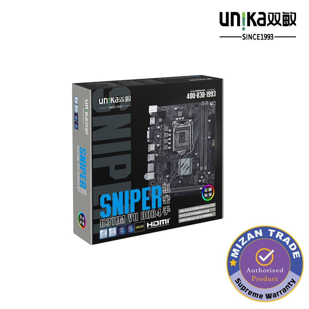 UNIKA UN-H311M VH DDR4 SNIPER 6th to 9th Gen Micro ATX Motherboard