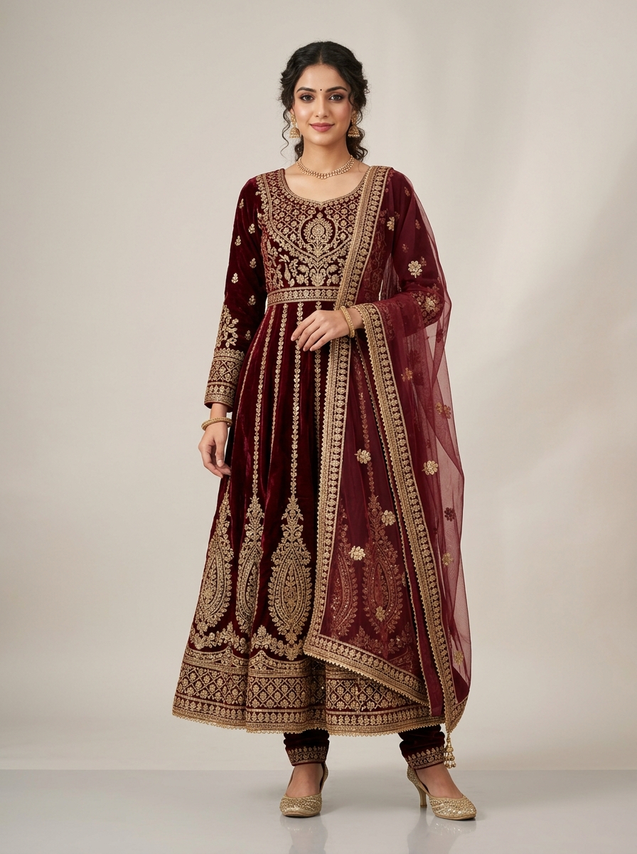 Velvet Anarkali Suit
