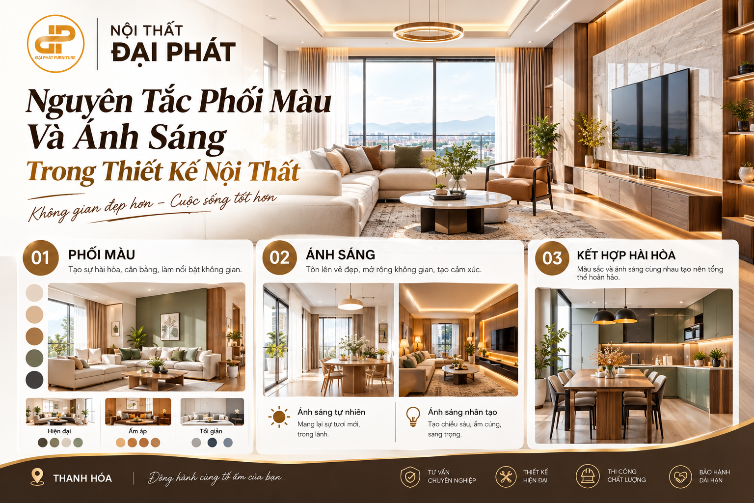 Nguyên Tắc Phối Màu Và Ánh Sáng Trong Thiết Kế Nội Thất | Nội Thất Đại Phát