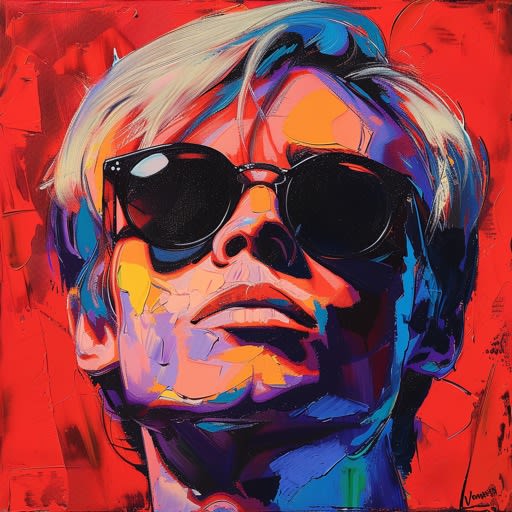 Durch MidJourney generiertes Porträt von Andy Warhol