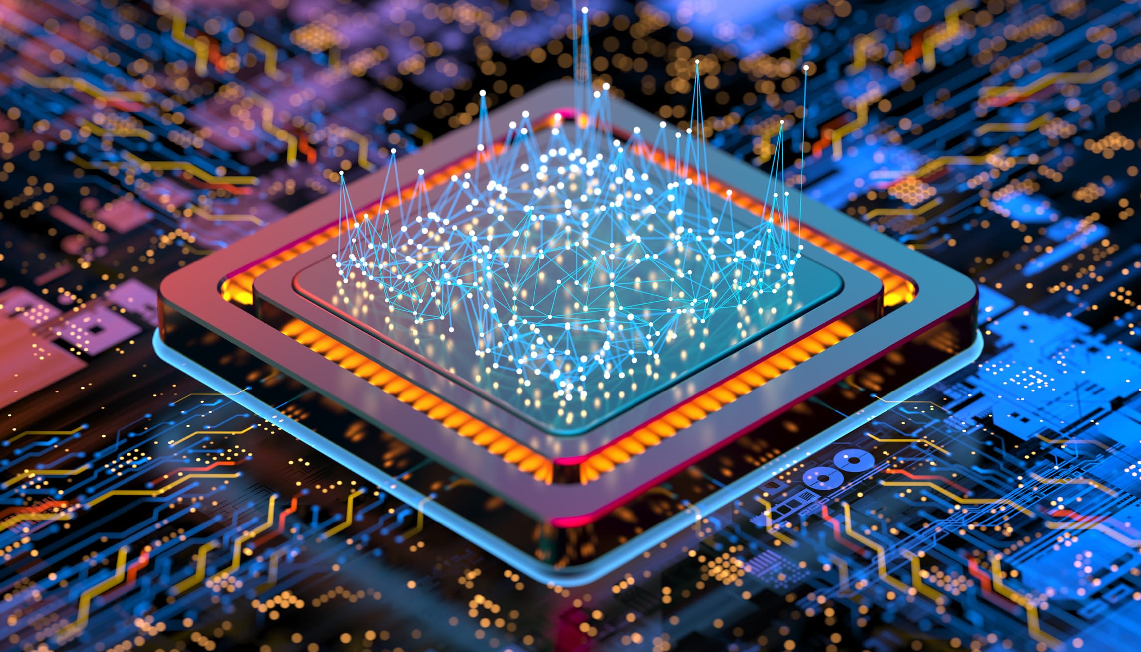 Bright colored digital computer chip