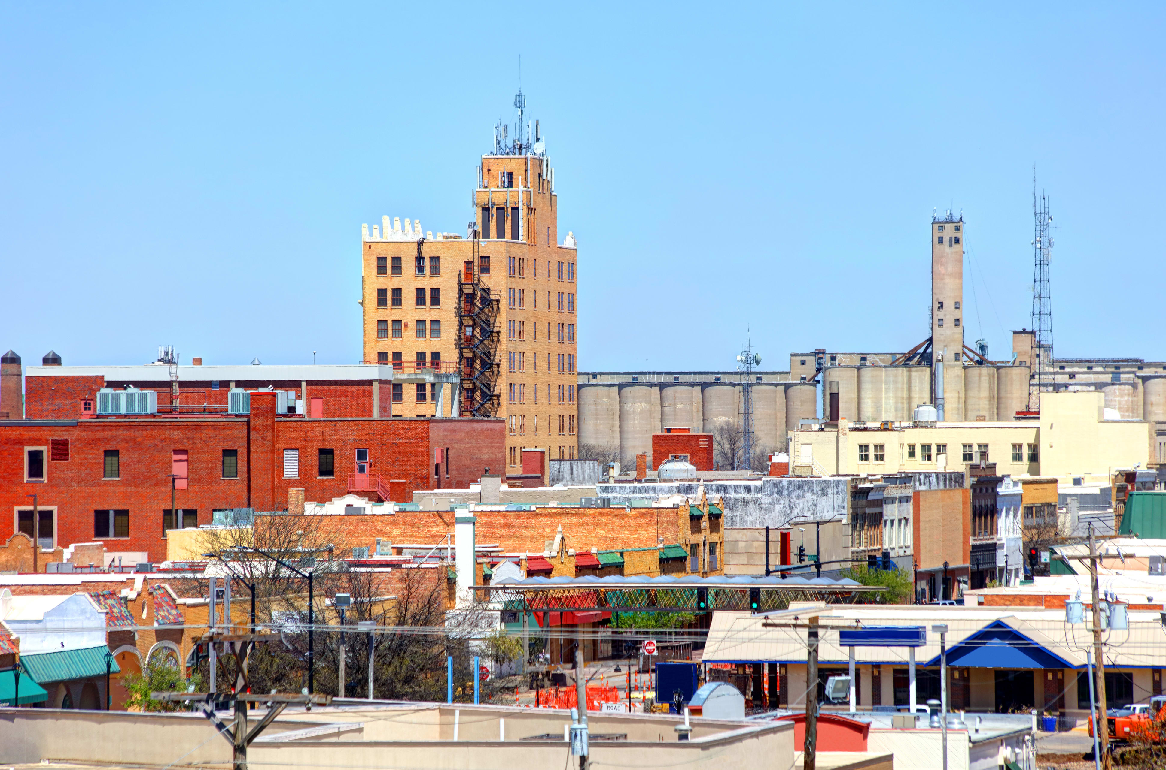 A downtown view of a small town