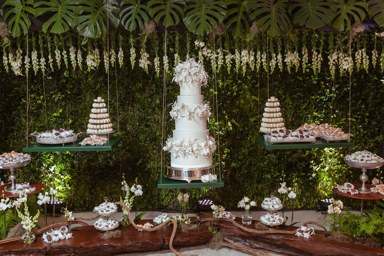 Photo by Vidal Balielo Jr.: https://www.pexels.com/photo/cake-and-dessert-at-a-wedding-reception-14457533/