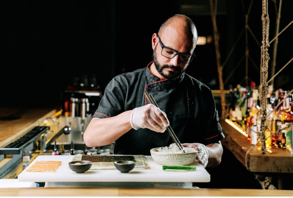 https://www.pexels.com/photo/chef-preparing-sushi-8951048/ Photo by Ivan Samkov on Pexels