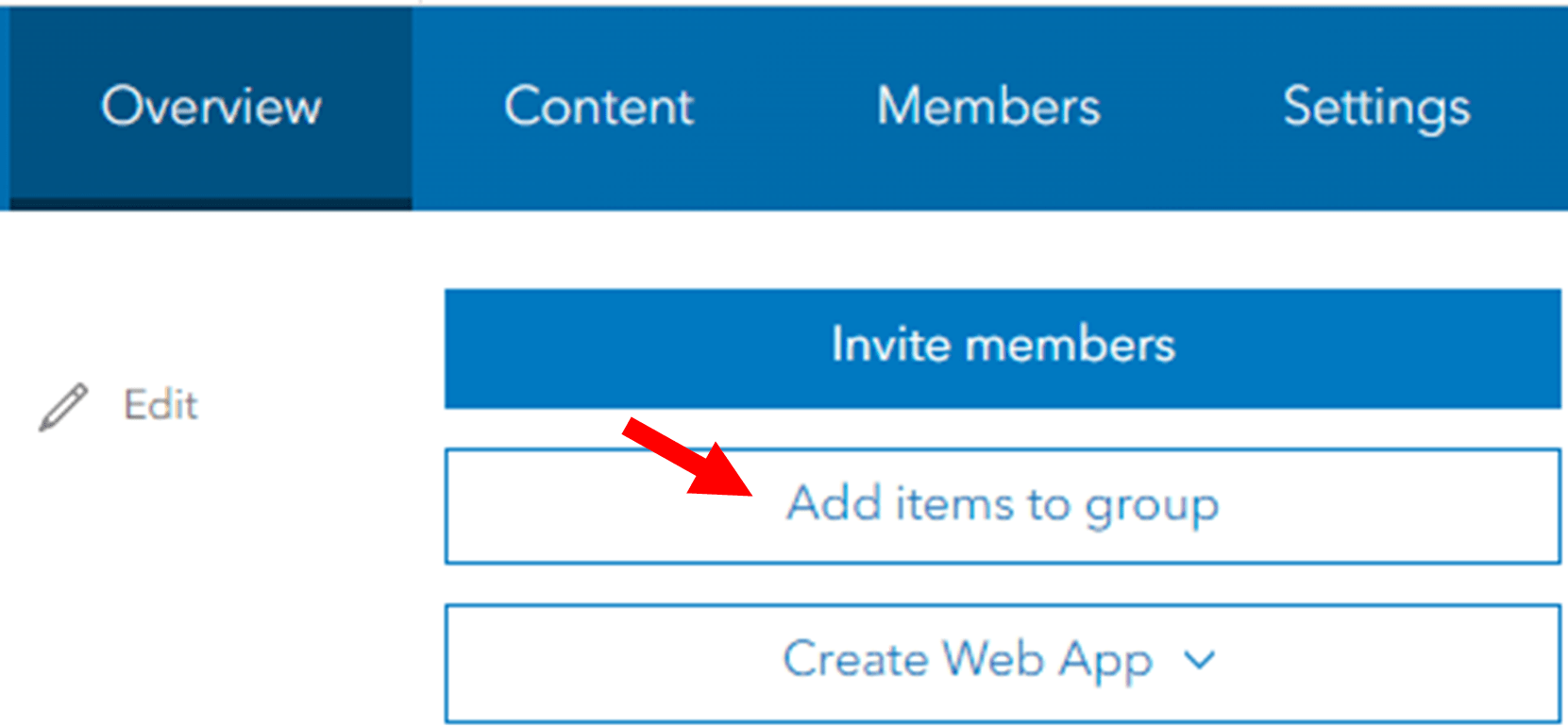 The “Add items to group” button on the ArcGIS Online Groups page