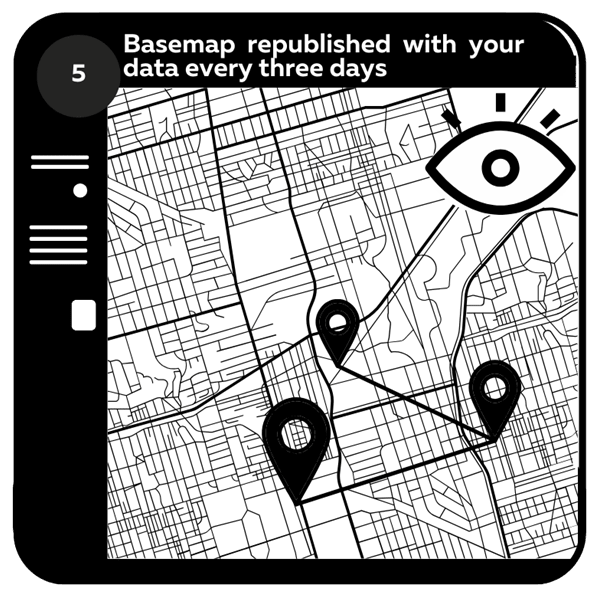Step 5 of the assembly manual describes the Community Map of Canada being republished every 3 days with community data and making the new features visible. 
