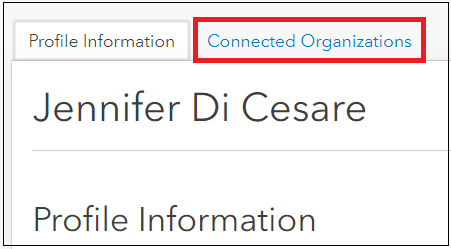 L’onglet Connected Organizations (organisations connectées) est mis en surbrillance.