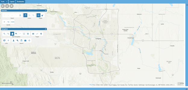 Résultat montrant le fond de carte topographique du Canada dans Cityworks