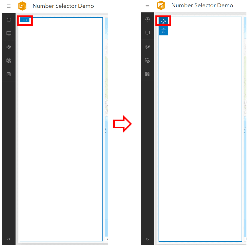 Screenshot showing how to re-open the Sidebar settings after it is closed, which is done by hovering over the 3 dots of the Sidebar to get the settings icon to appear.
