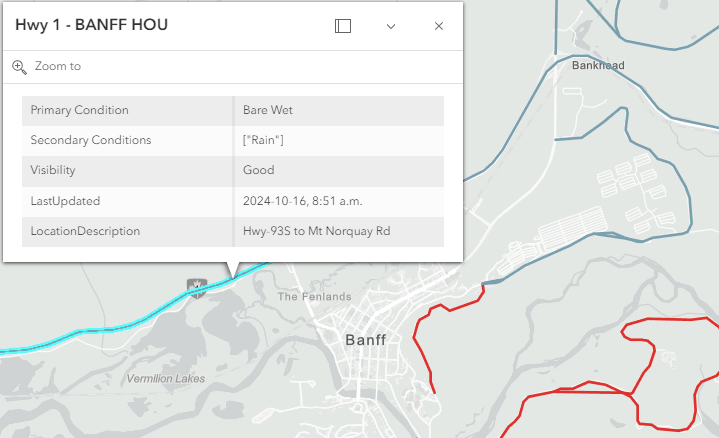 Couche d’état de l’autoroute 1 à l’extérieur de Banff, en Alberta