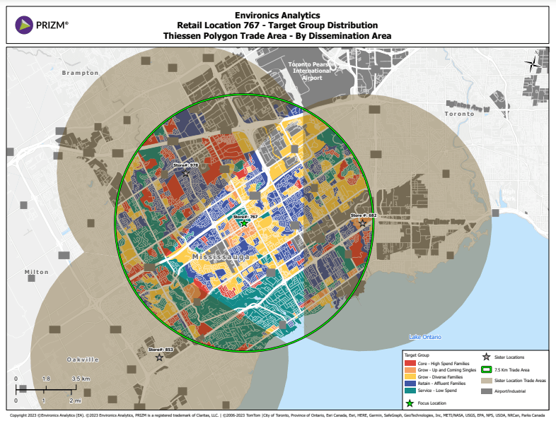Retail Location 767—Target Group Distribution Map 
