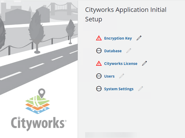  Screenshot of the Cityworks 23.x Core Application used for installation and configuration of the site. 
