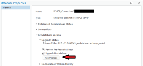 Mise à niveau de la géodatabase