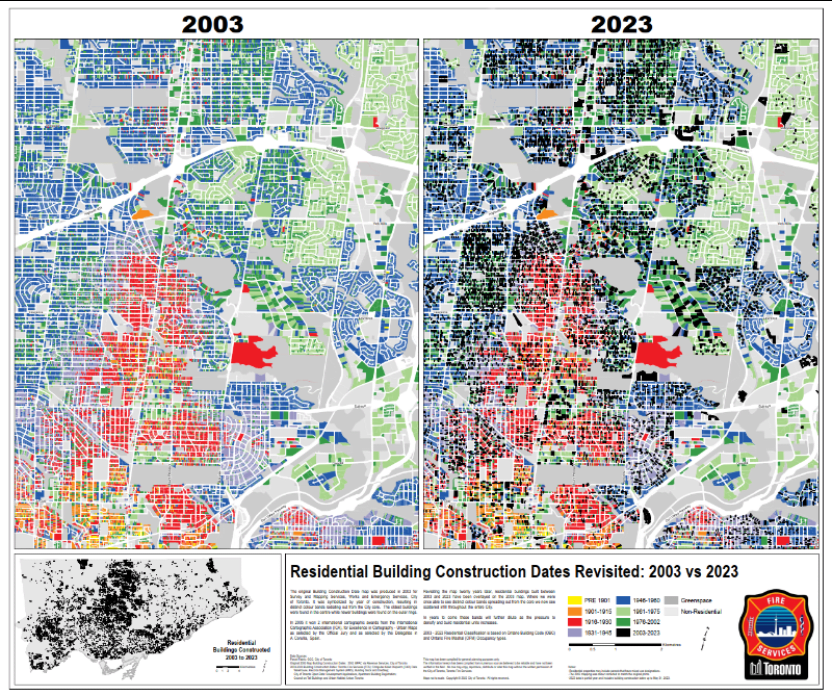 Map for Residential Building Construction Dates Revisited: 2003 vs. 2023 