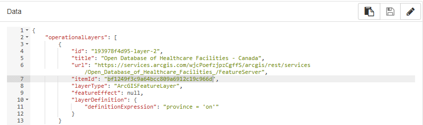 Locate itemID property within the JSON
