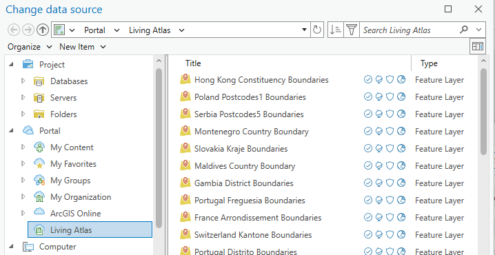 Change data source pop-up window