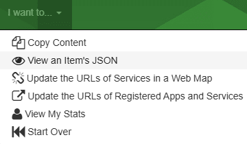 Choose View Item’s JSON