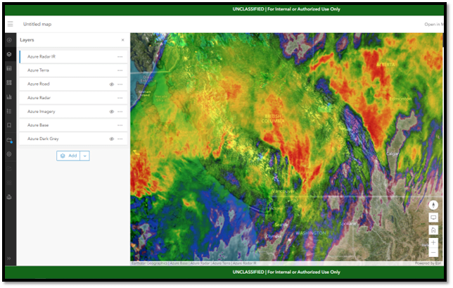 Screenshot of Azure Maps Weather Radar layer