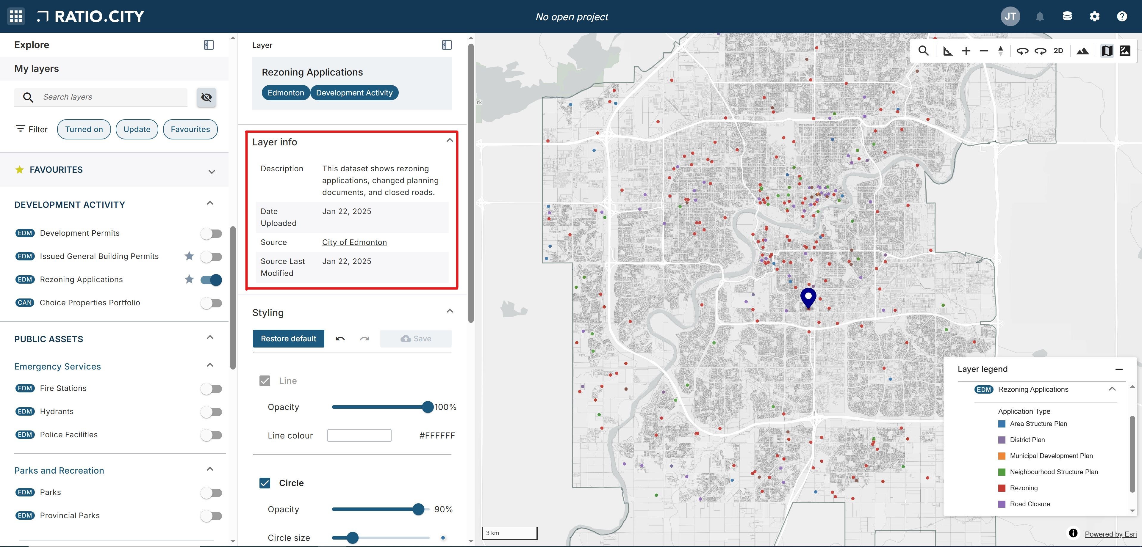 A screenshot of the Ratio.City platform highlighting a data source
