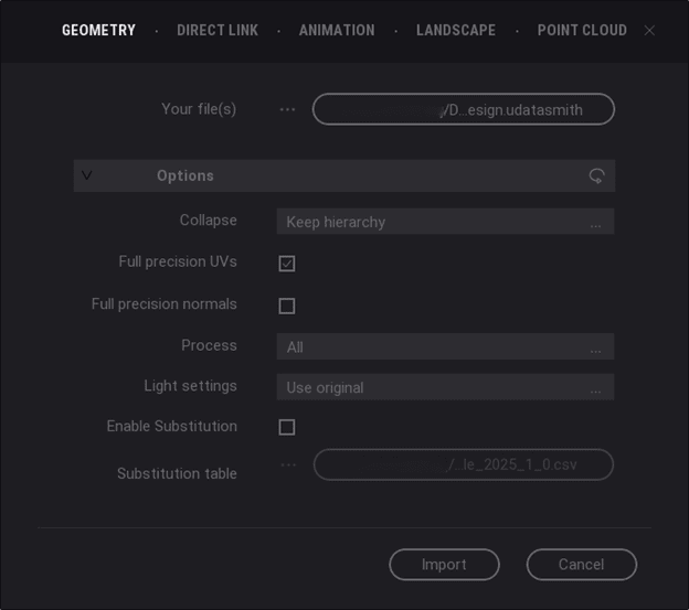 Use these parameters when importing your models in Twinmotion