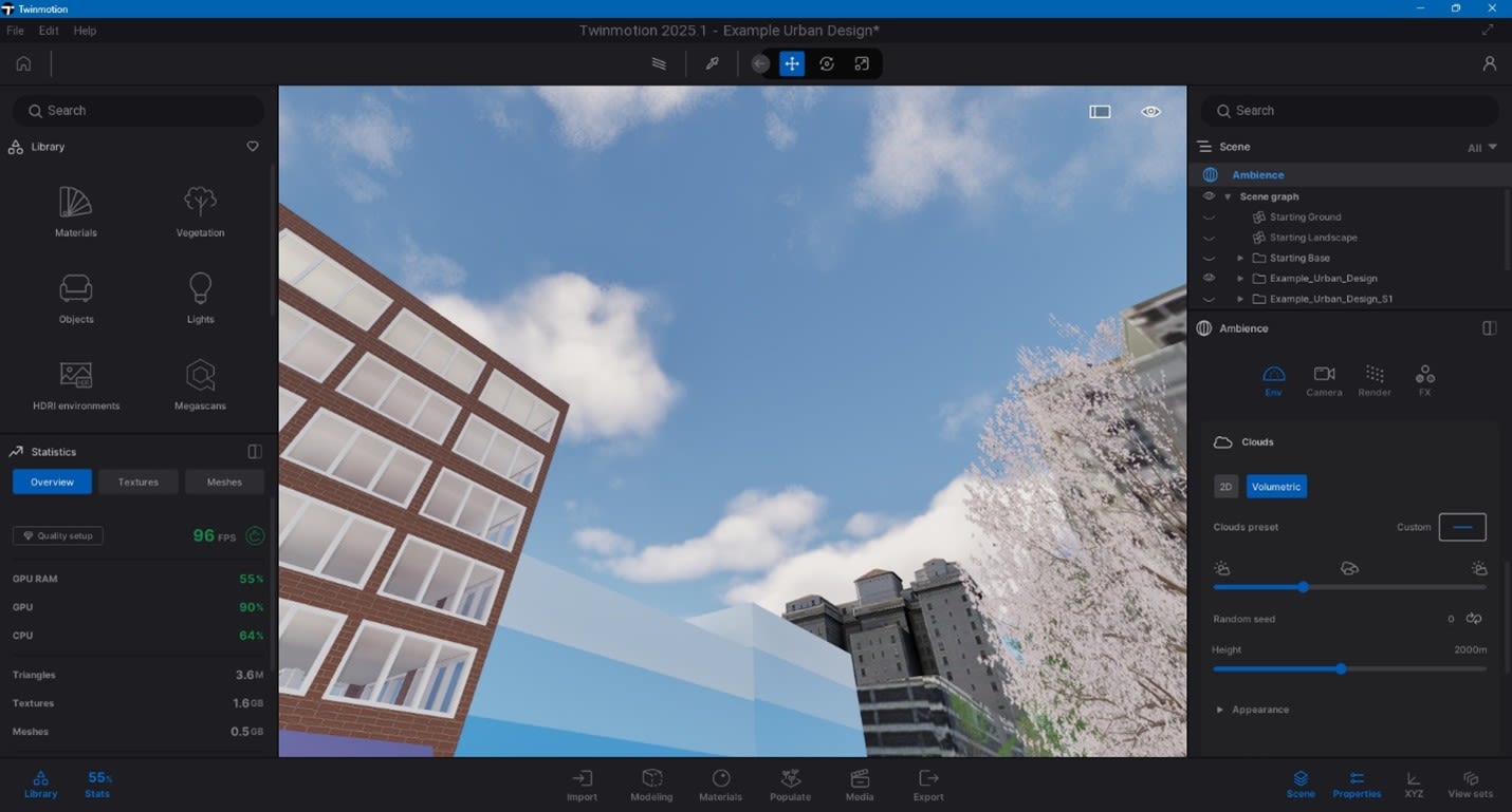Modify the look and feel of your scene through the ambience settings