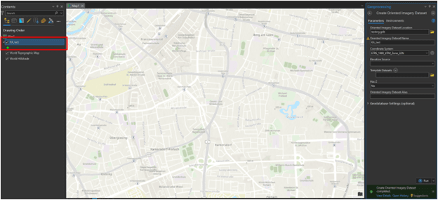 Classe d’entités générée à l’aide de l’outil de géotraitement « Créer un jeu de données d’imagerie orientée » dans ArcGIS Pro.