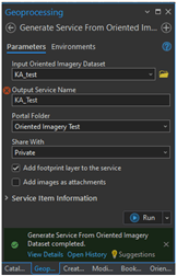 Paramètres de configuration définis avant la publication du jeu de données d’imagerie orientée en tant que service sur ArcGIS Online.