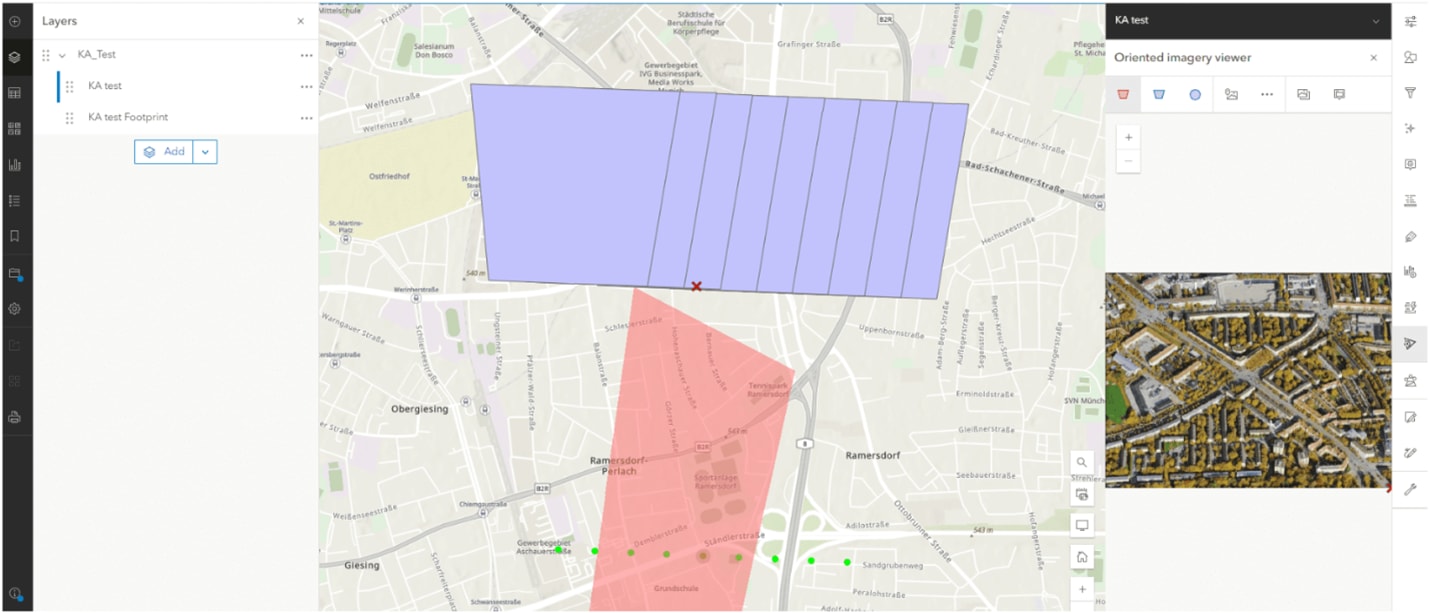 Service d’imagerie orientée affiché dans l’interface de Map Viewer d’ArcGIS Online.