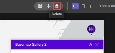 Sélectionnez le bouton Delete (suppression) dans la barre d’outils de l’interface de création pour retirer un widget.
