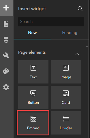 Widget Embed (intégrer) dans ArcGIS Experience Builder.