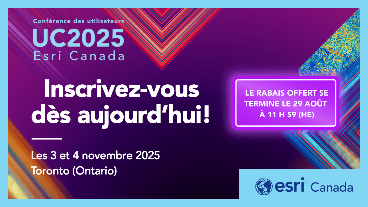 Bannière indiquant la date de la Conférence des utilisateurs d’Esri Canada