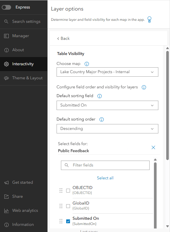 Image above shows how to check which fields will be made visible in the application.
