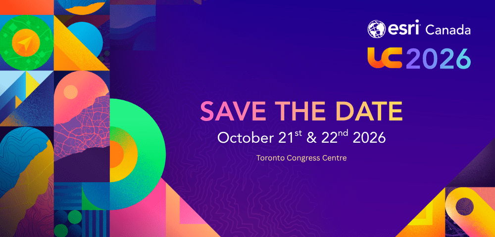 Banner providing the date for the 2026 Esri Canada User Conference.
