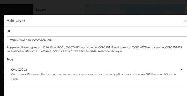 Image showing Add KML Layer.