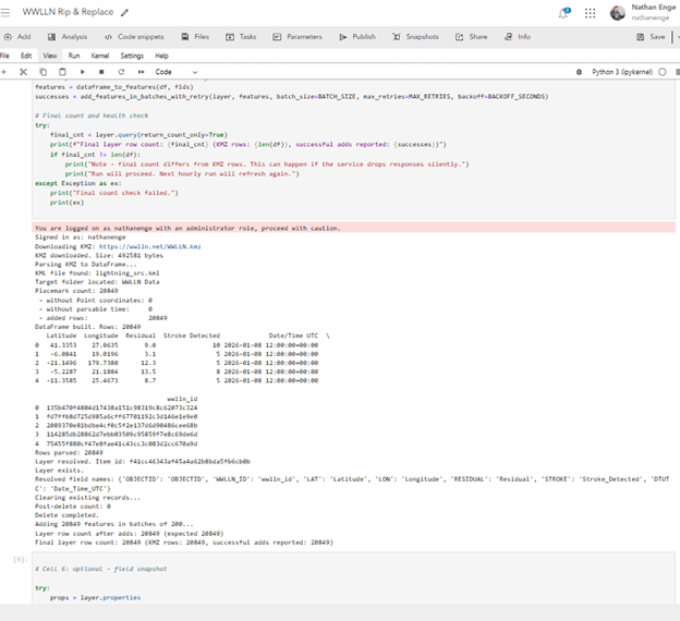 Sample screenshot of notebook.