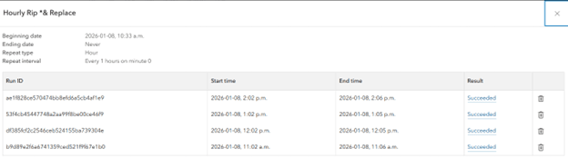 View details of previously run tasks.