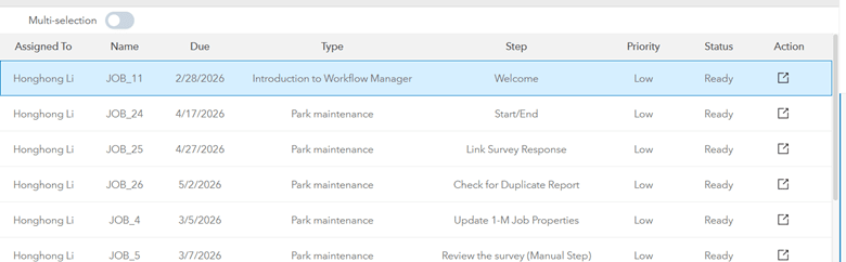 View of jobs in ArcGIS Workflow Manager.