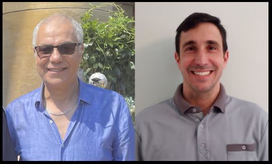 Two men smiling at the camera in separate pictures put together.