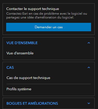 Rep&eacute;rez l&rsquo;option Profils syst&egrave;me dans le menu Support (assistance).