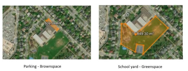 Deux cartes montrant la mesure du périmètre de deux bâtiments distincts.