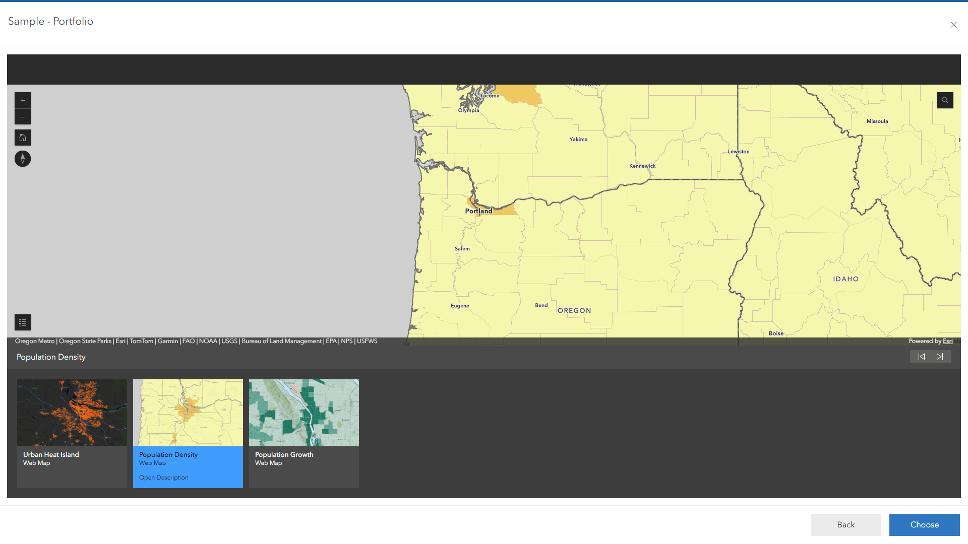 Portfolio app displaying multiple maps within a single interface.
