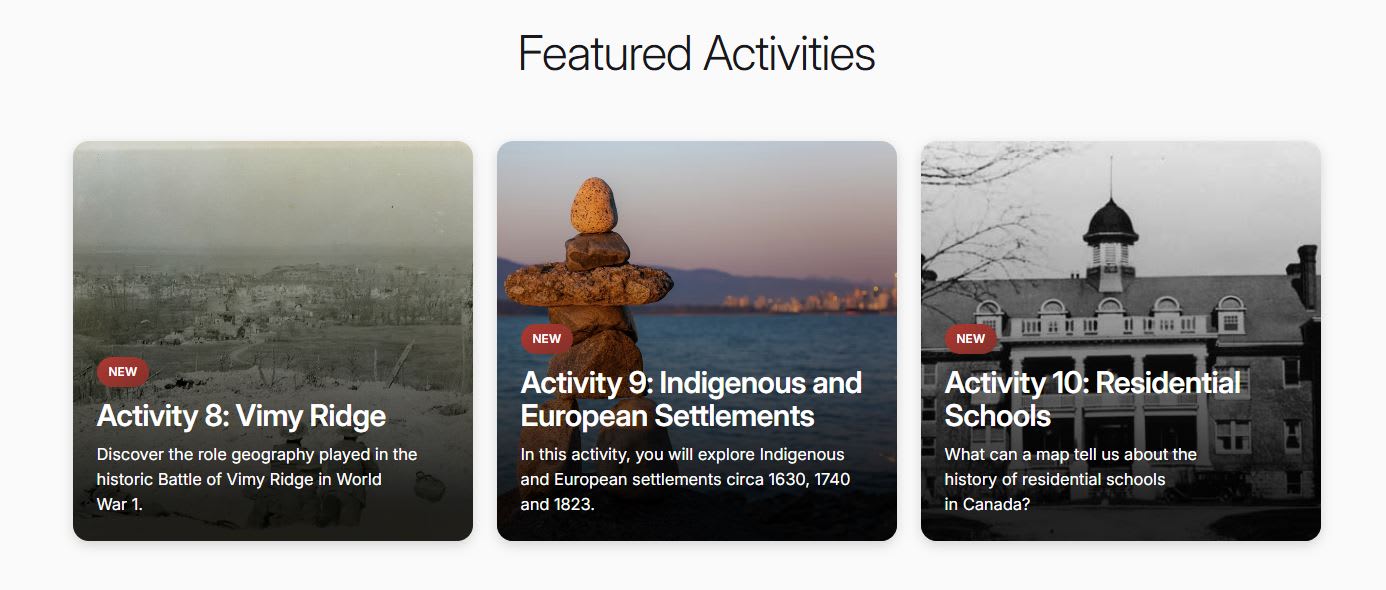 : Three thumbnails show the latest activities added to atlas.