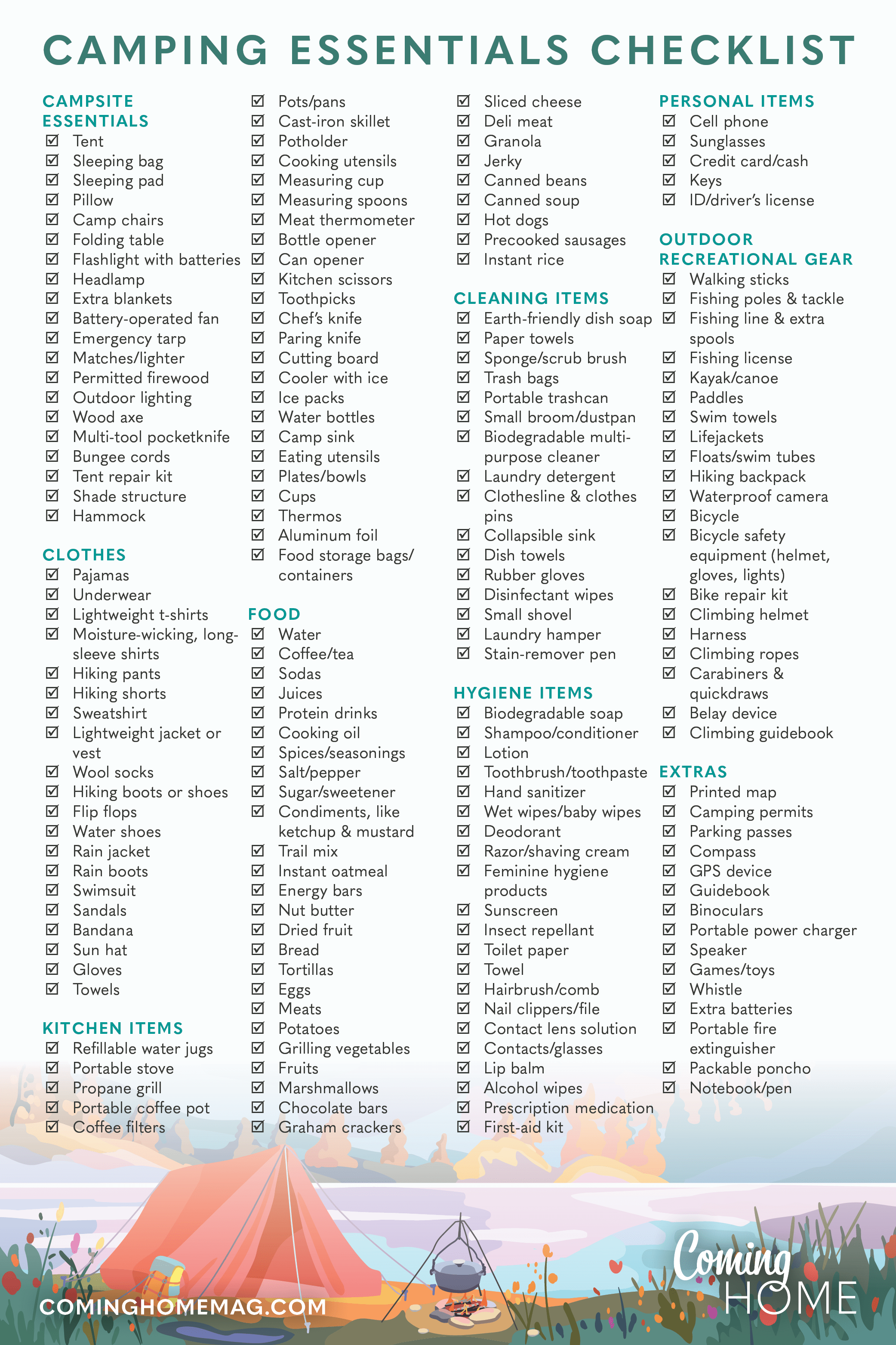 2026 Summer Camping Essentials Checklist 100 Items 