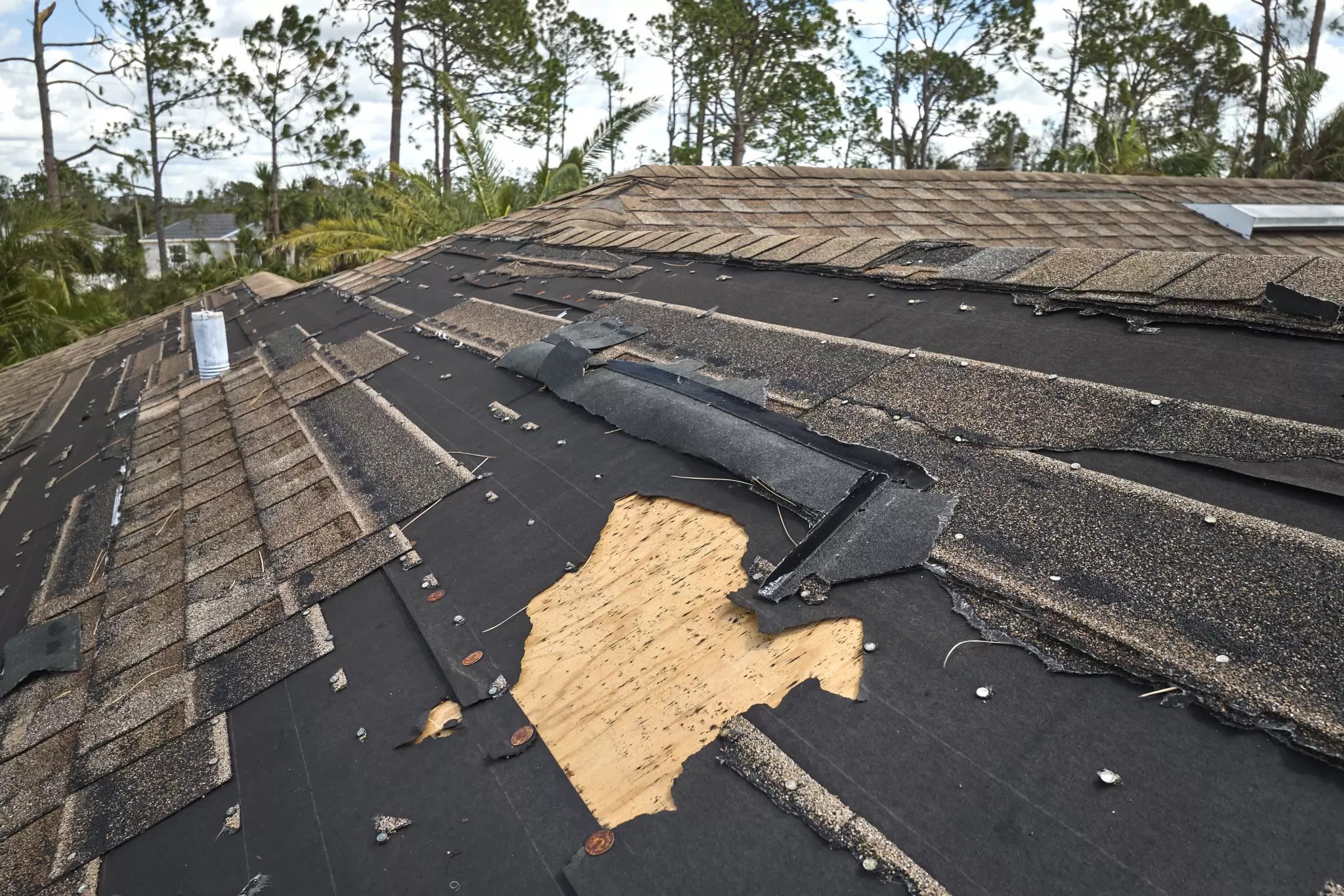 roof damaged by storm