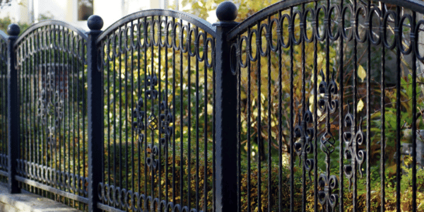 home with wrought iron fence