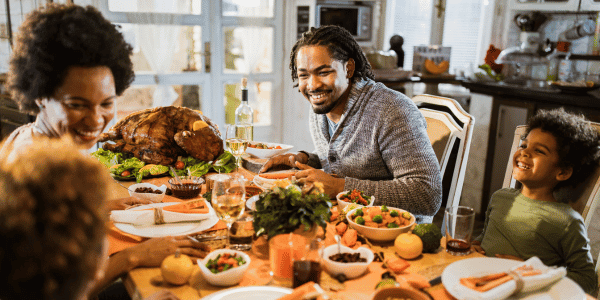 family celebrating thanksgiving